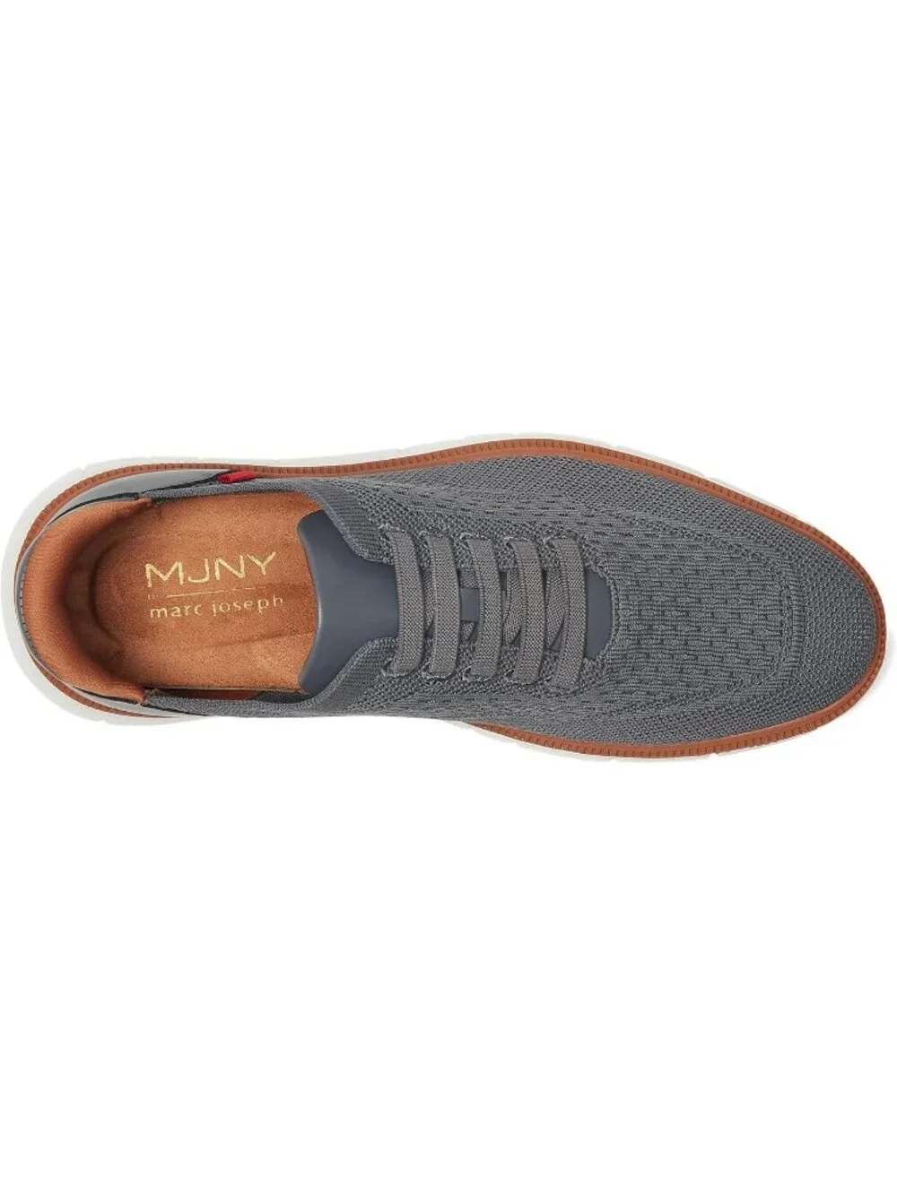 Marc Joseph Men's Grey Leather Slip On Round Toe Solid Comforts Oxfords Shoes